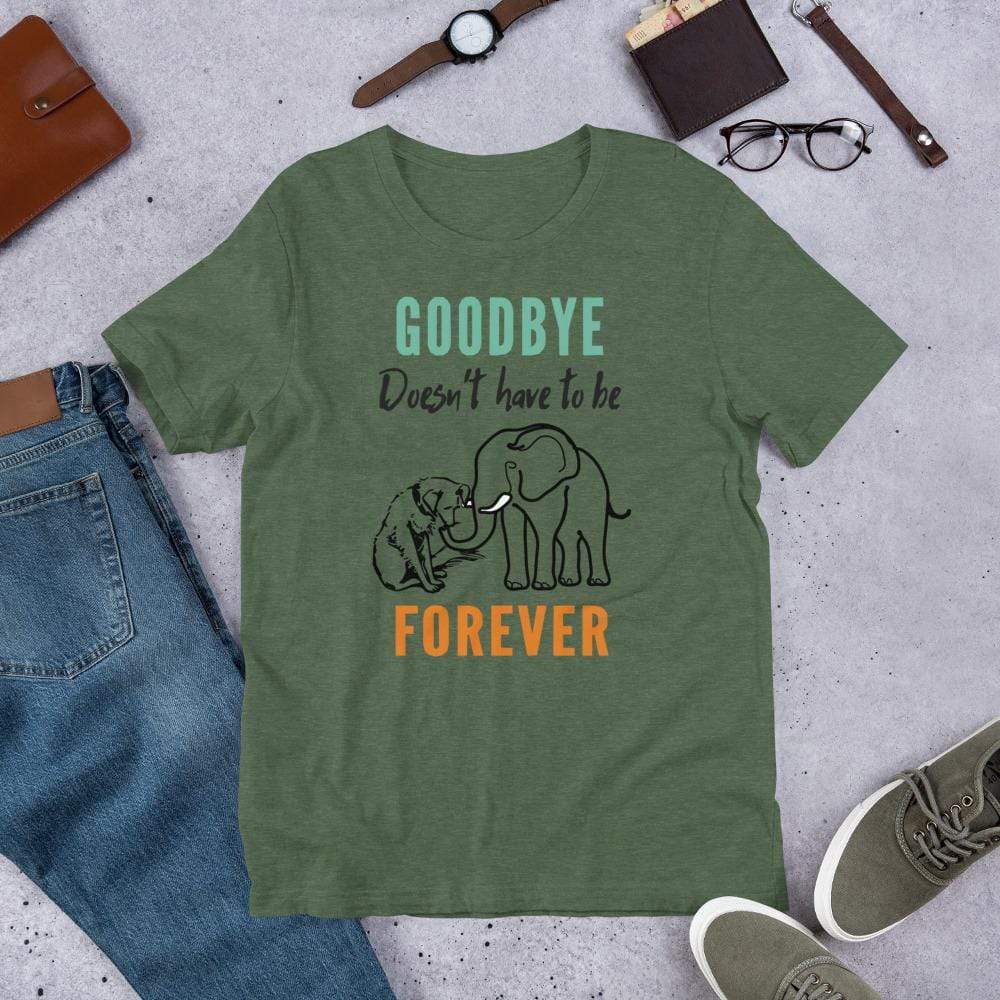 Goodbye is not Forever Elephant and Dog Short-Sleeve T-Shirt Heather Forest / S