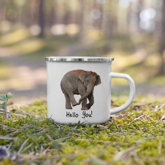 Hello You Elephant Enamel Mug