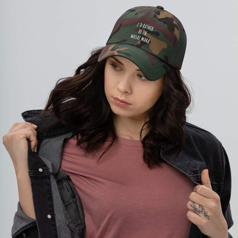 I'd Rather be in Masai Mara Dad hat Green Camo