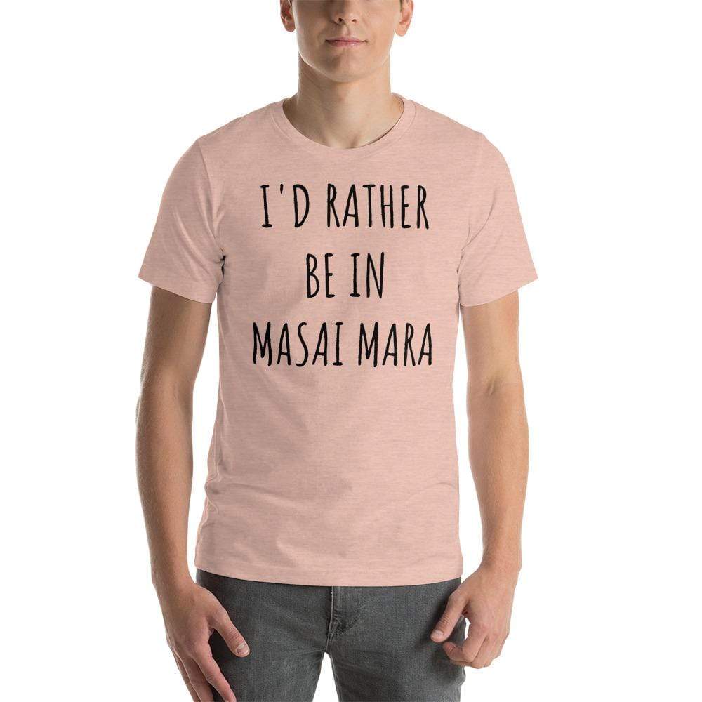 I'd Rather be in Masai Mara Short-Sleeve Unisex T-Shirt Heather Prism Peach / XS