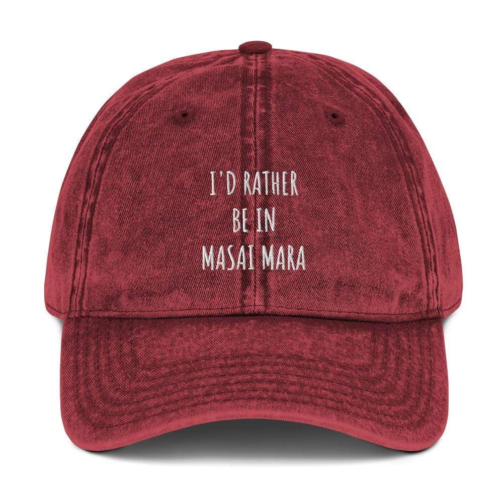 I'd Rather be in Masai Mara Vintage Cotton Twill Cap