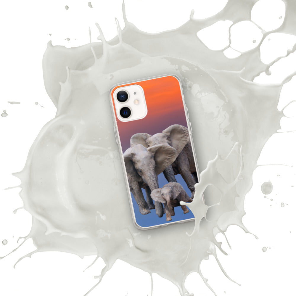 iPhone Case with Cute Baby Elephant and Family
