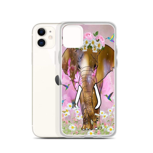 iPhone Case with African Elephant Illustration - Field of Dreams Elephant with Flower Crown