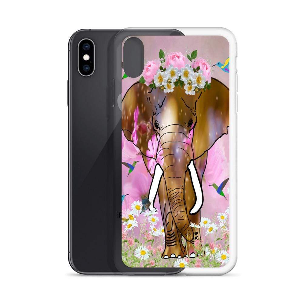 iPhone Case with African Elephant Illustration - Field of Dreams Elephant with Flower Crown