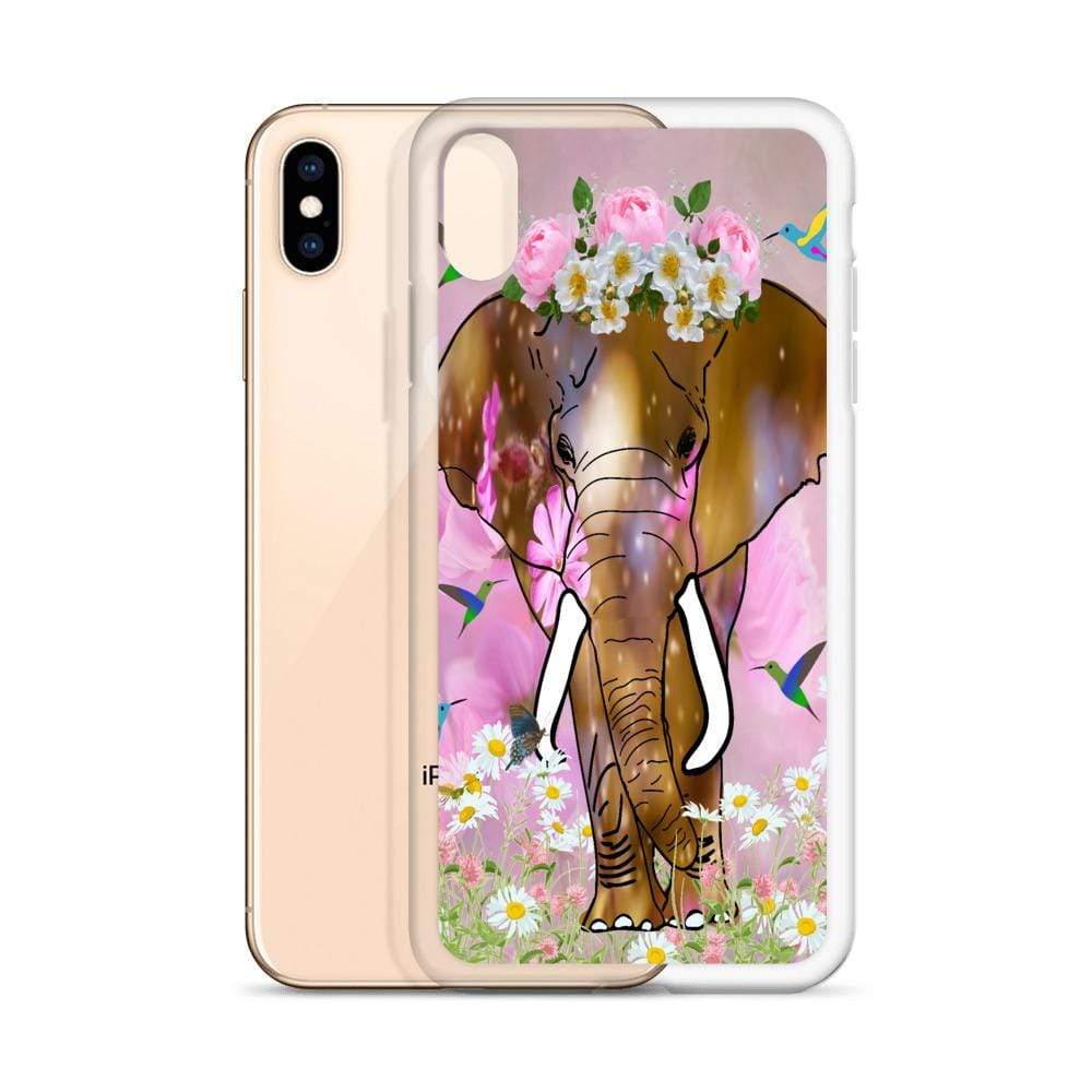 iPhone Case with African Elephant Illustration - Field of Dreams Elephant with Flower Crown