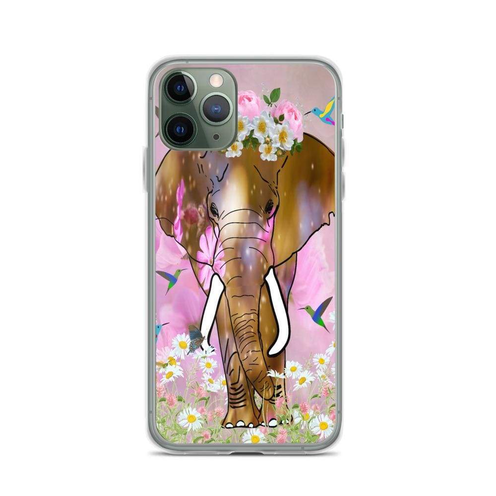 iPhone Case with African Elephant Illustration - Field of Dreams Elephant with Flower Crown