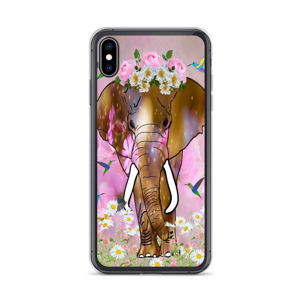 iPhone Case with African Elephant Illustration - Field of Dreams Elephant with Flower Crown