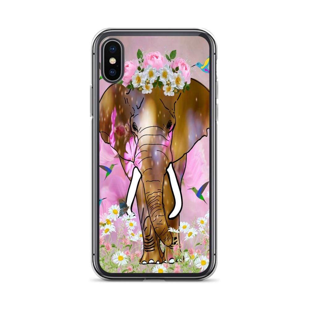 iPhone Case with African Elephant Illustration - Field of Dreams Elephant with Flower Crown