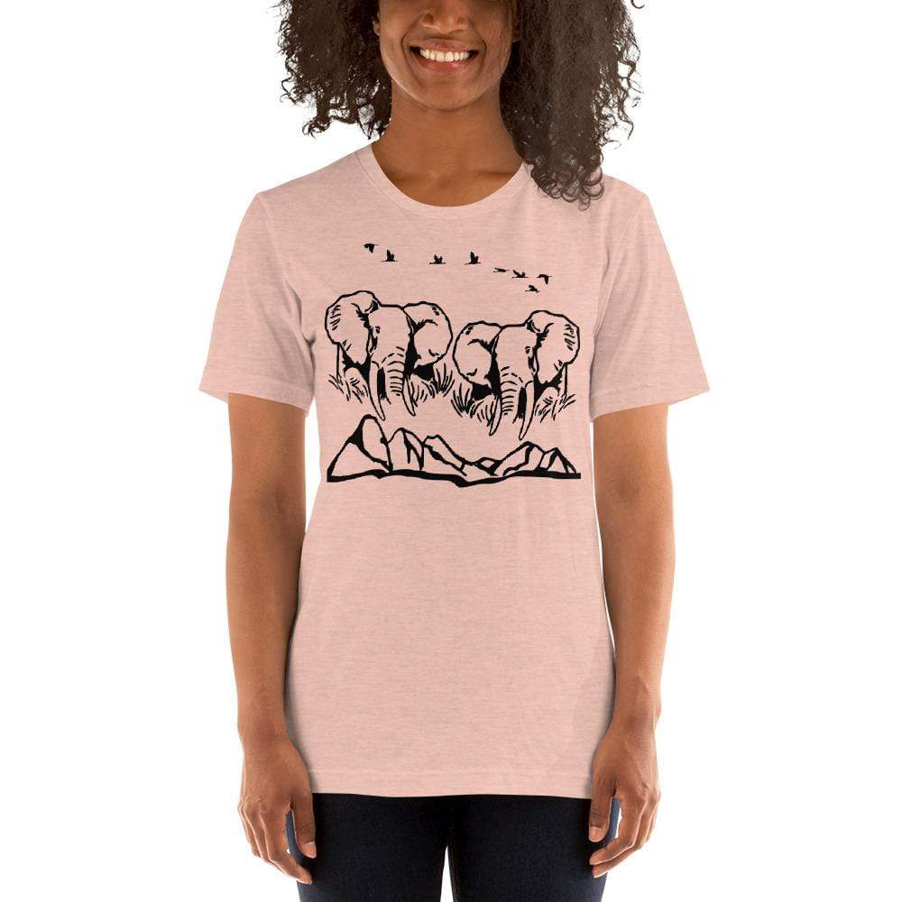 Jumbo Elephant with Mountains and Bird Short-Sleeve Unisex T-Shirt