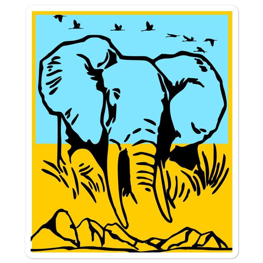 Jumbo Elephant with Mountains and Birds Bubble-free Stickers - Sunshine 5.5x5.5