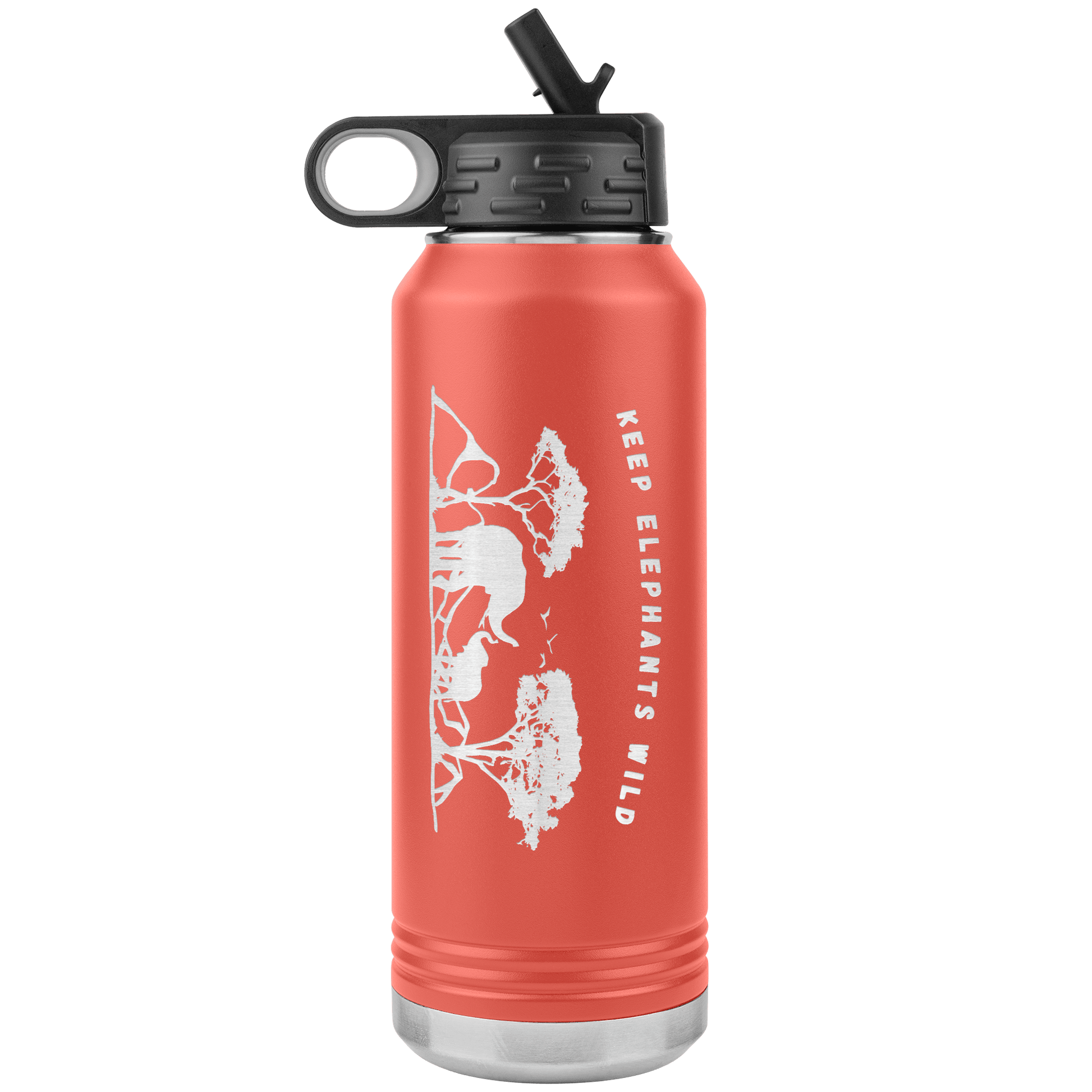 Keep Elephants Wild Stainless Steel Water Bottle - 32 oz. Tumbler Tumblers Coral