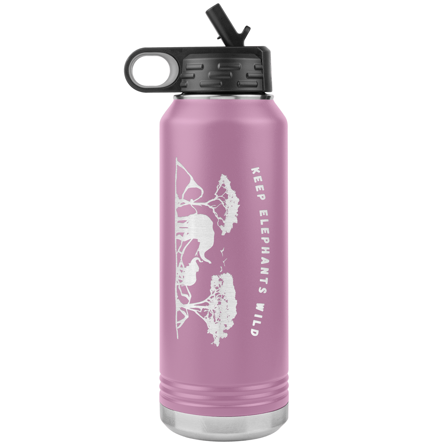 Keep Elephants Wild Stainless Steel Water Bottle - 32 oz. Tumbler Tumblers Light Purple