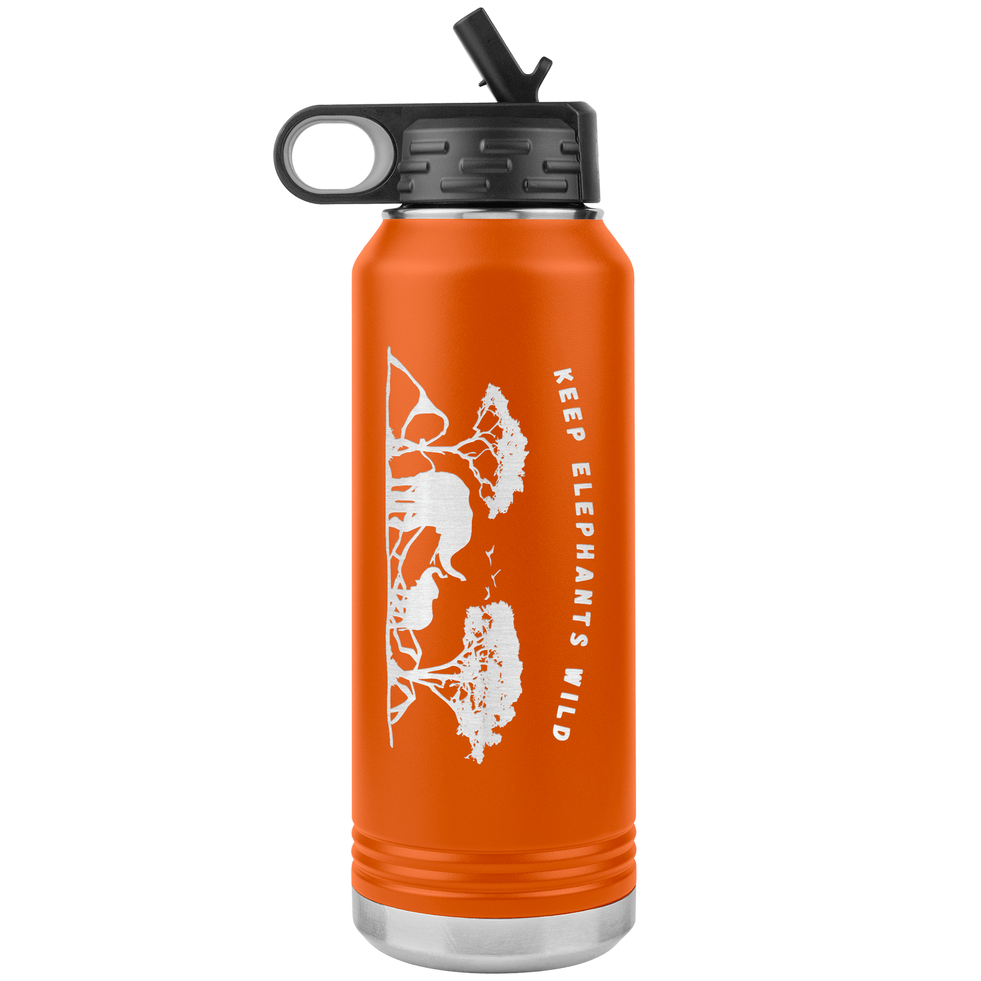 Keep Elephants Wild Stainless Steel Water Bottle - 32 oz. Tumbler Tumblers Orange