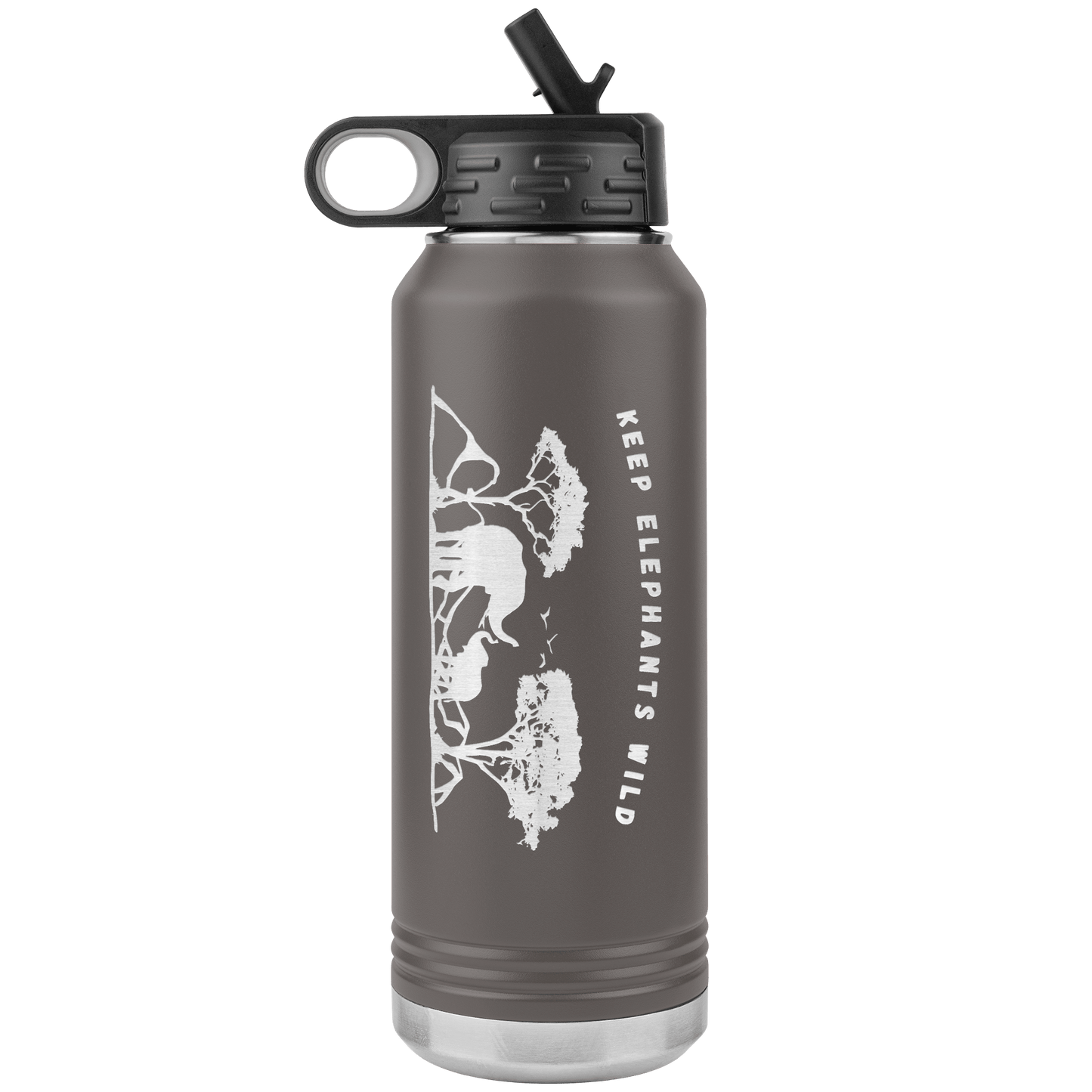 Keep Elephants Wild Stainless Steel Water Bottle - 32 oz. Tumbler Tumblers Pewter