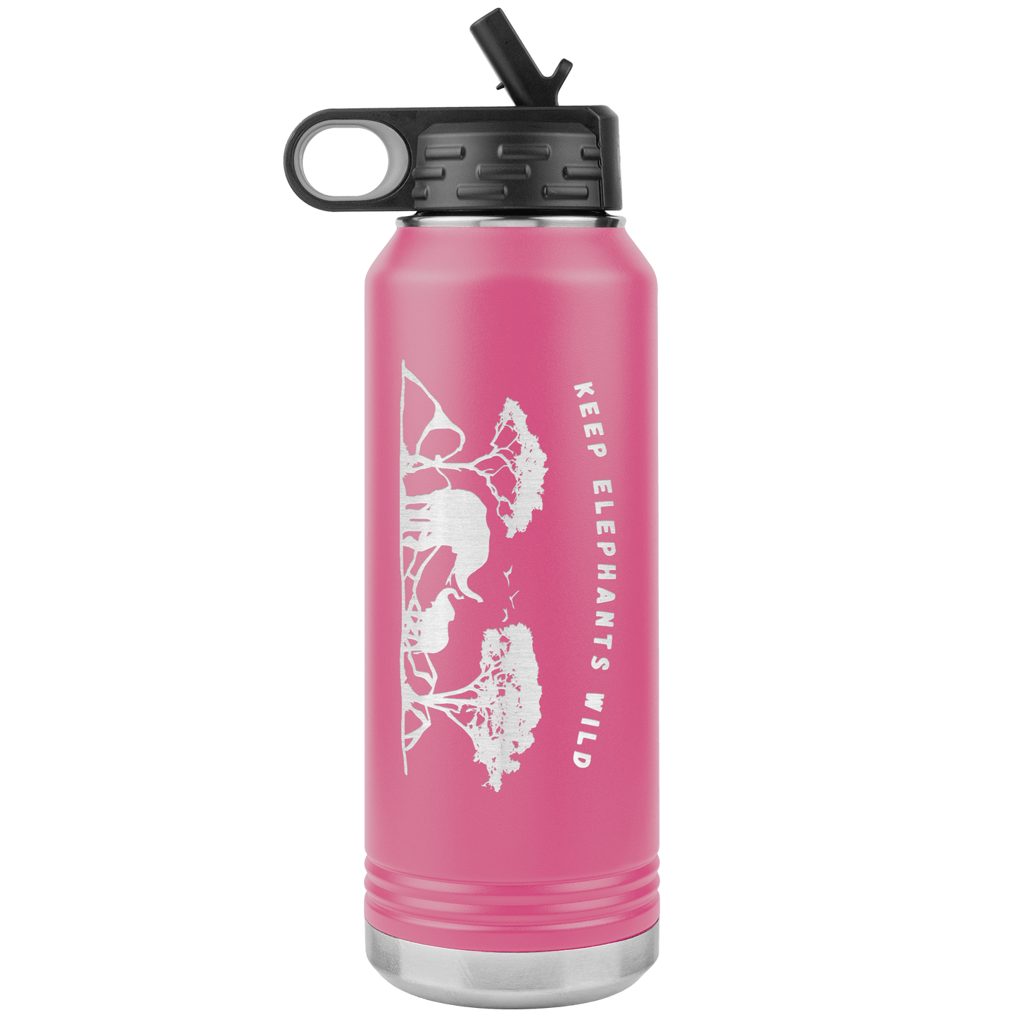 Keep Elephants Wild Stainless Steel Water Bottle - 32 oz. Tumbler Tumblers Pink