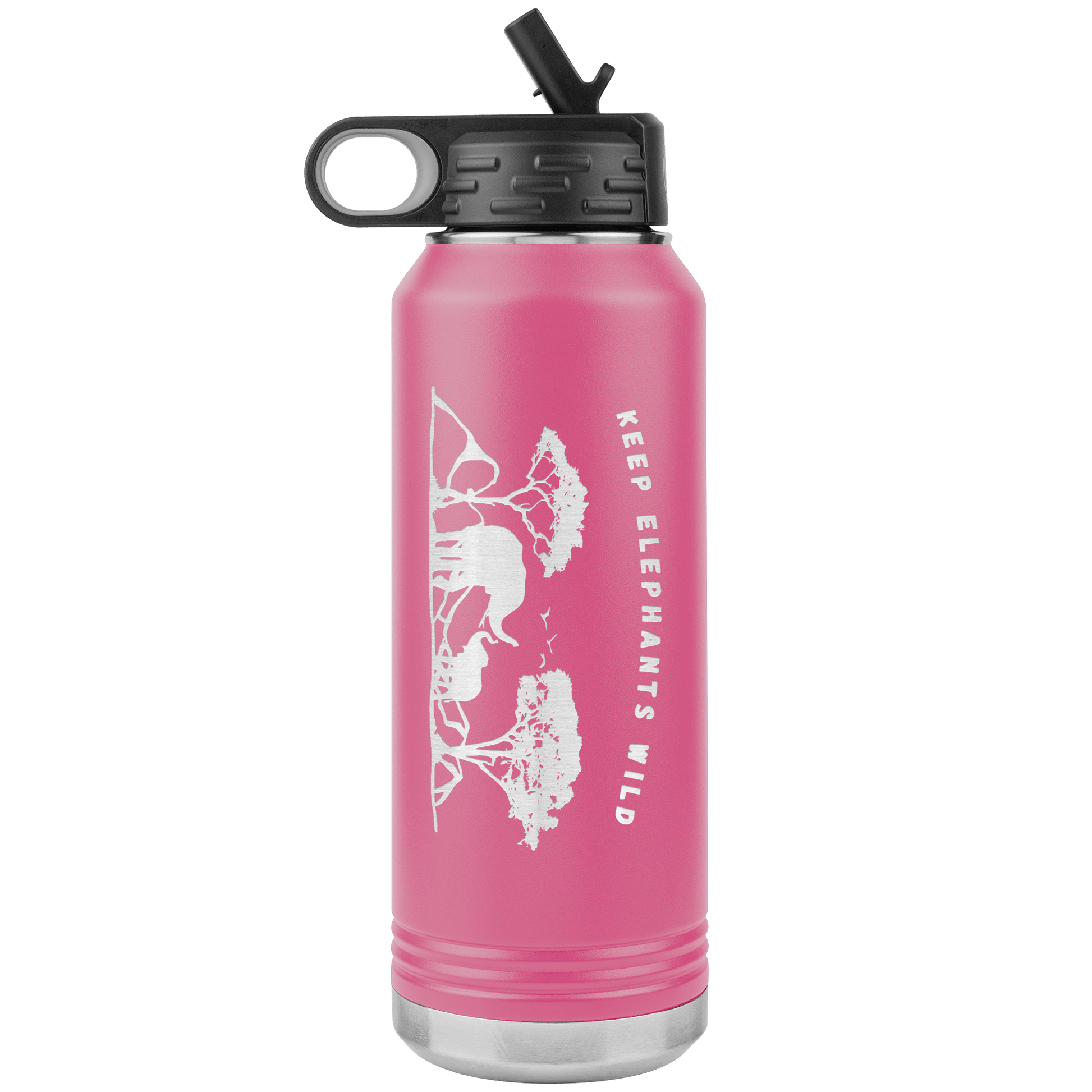 Keep Elephants Wild Stainless Steel Water Bottle - 32 oz. Tumbler Tumblers Pink