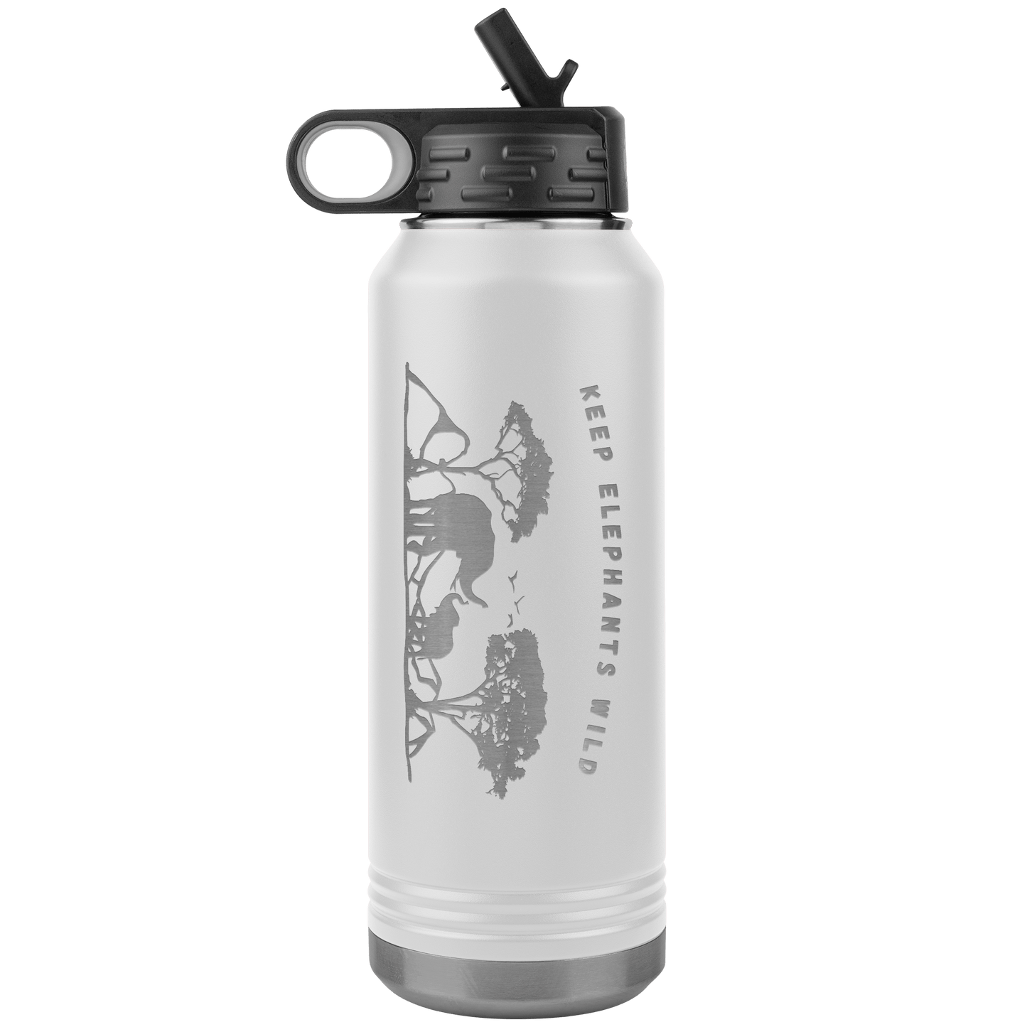 Keep Elephants Wild Stainless Steel Water Bottle - 32 oz. Tumbler Tumblers White