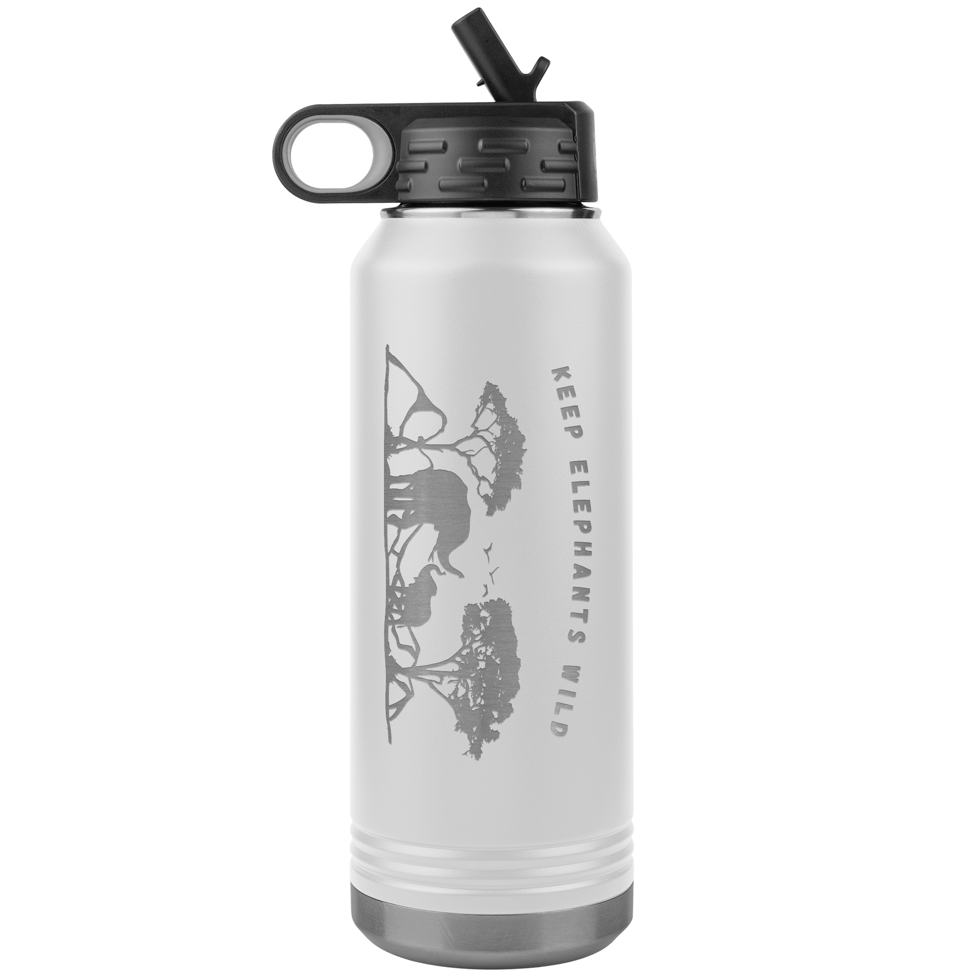 Keep Elephants Wild Stainless Steel Water Bottle - 32 oz. Tumbler Tumblers White