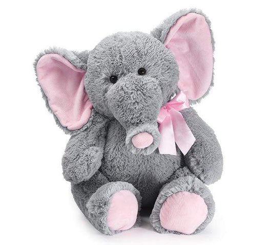 Large Stuffed Elephant - 24 Inch Tall, Plush Gray Elephant with Pink Ears, Stuffed Elephant Animal for Baby Girl