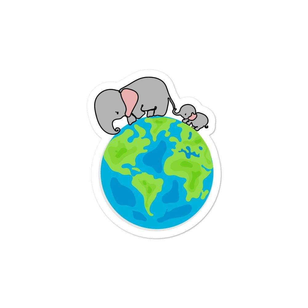 Mama Elephant and Baby on Earth Bubble-Free Stickers