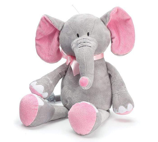Huggable Stuffed Elephant - 16 Inch Tall Lightweight Plush Gray Elephant with Pink Ears, Stuffed Elephant Animal for Baby