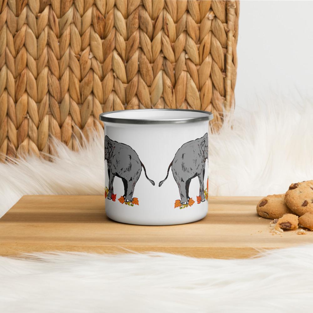 Pumpkin Elephant Autumn Enamel Mug