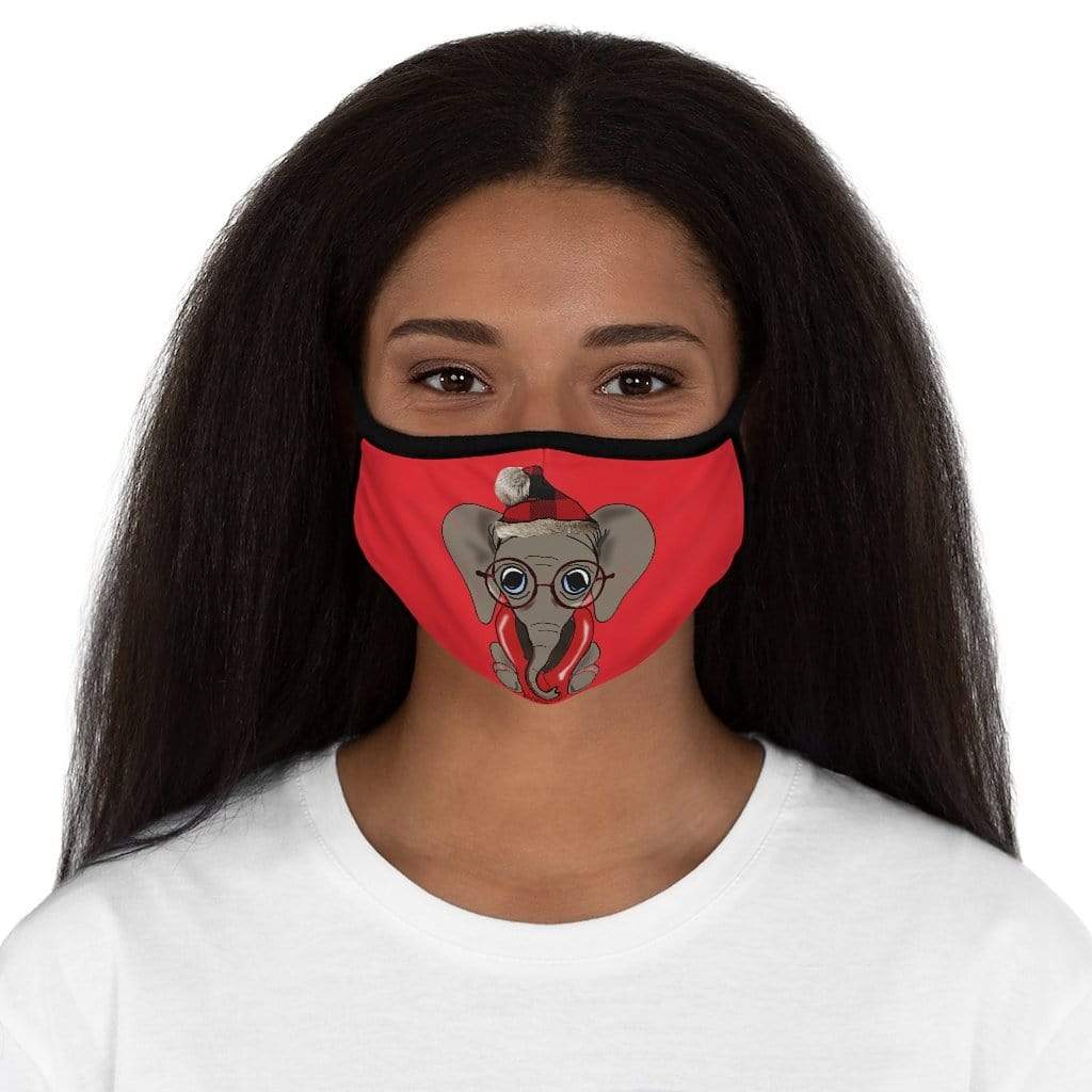 Red Cozy Vibes Christmas Elephant Face Mask - Fitted Polyester Face Covering Face Mask One size