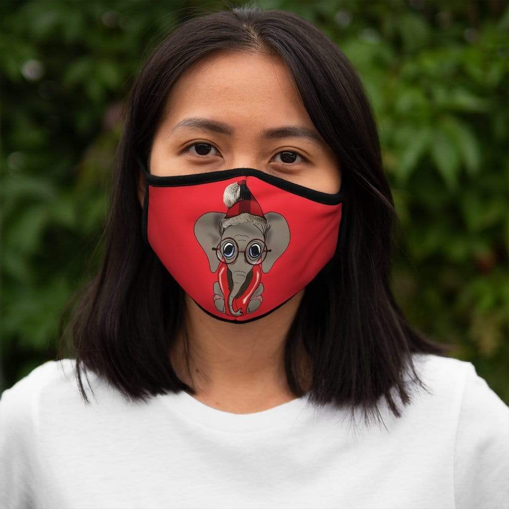 Red Cozy Vibes Christmas Elephant Face Mask - Fitted Polyester Face Covering Face Mask One size