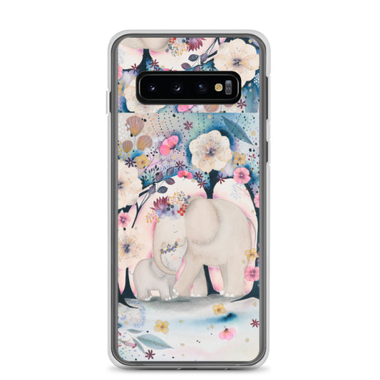 Samsung Phone Case with Ethereal Mama and Baby Elephant Princess and Flowers