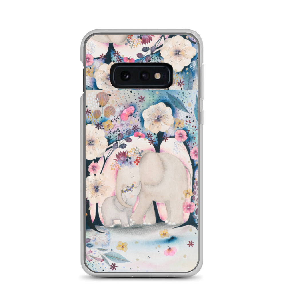 Samsung Phone Case with Ethereal Mama and Baby Elephant Princess and Flowers