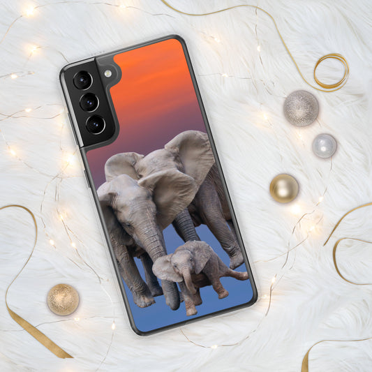 Samsung Phone Case with Heartwarming Elephant Family and Cute Baby Elephant