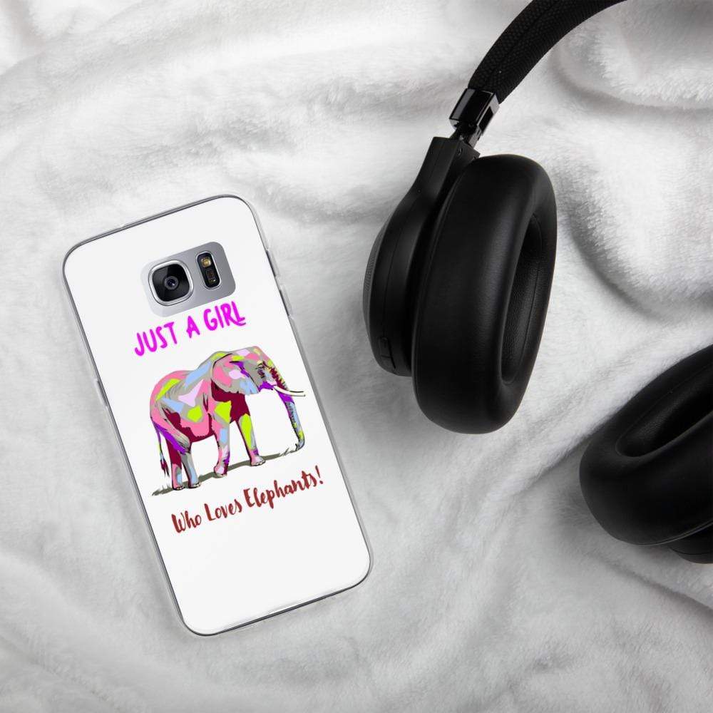 Samsung Galaxy Elephant Case - Just a Girl who Loves Elephants with Multicolored Elephant and Text