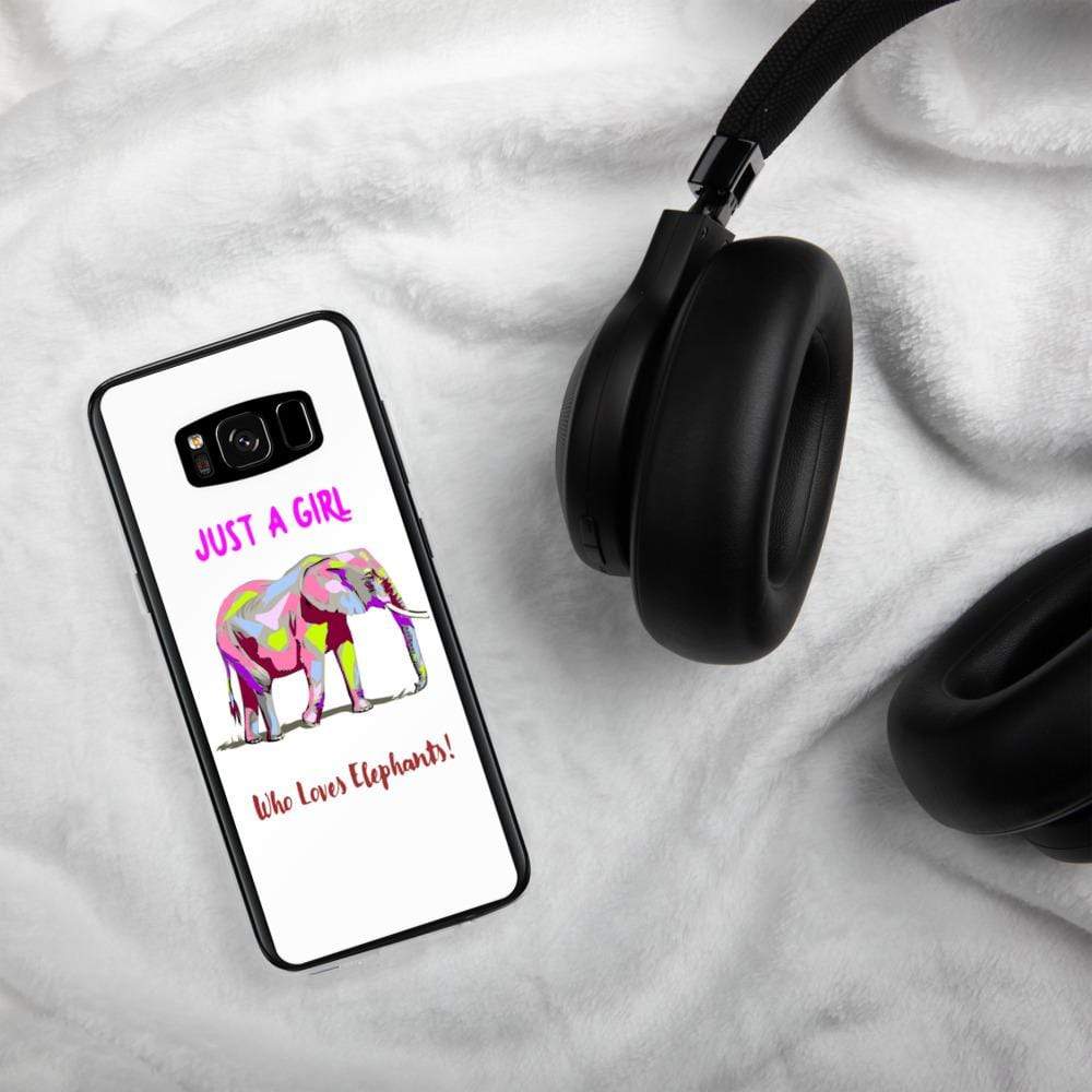 Samsung Galaxy Elephant Case - Just a Girl who Loves Elephants with Multicolored Elephant and Text