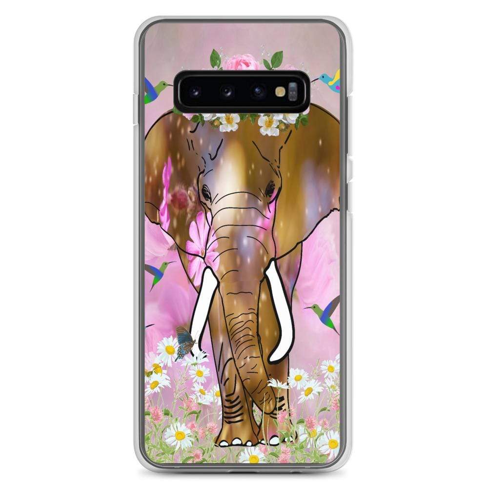 Samsung Phone Case with Illustrated Elephant and Flowers - Field of Dreams Elephant with Crown