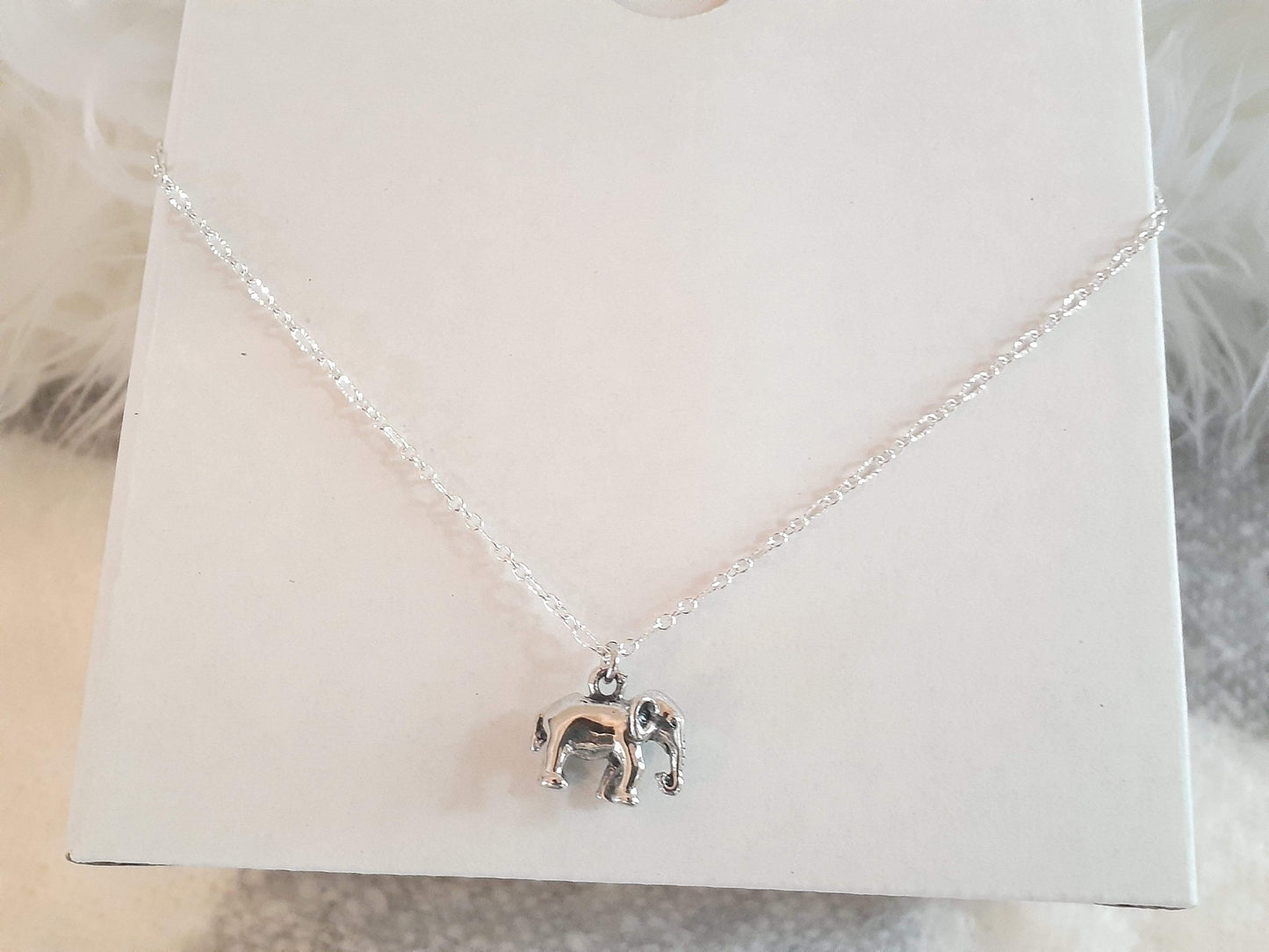 Silver Elephant Necklace - Beautiful Petite Elephant Necklace (14 in)