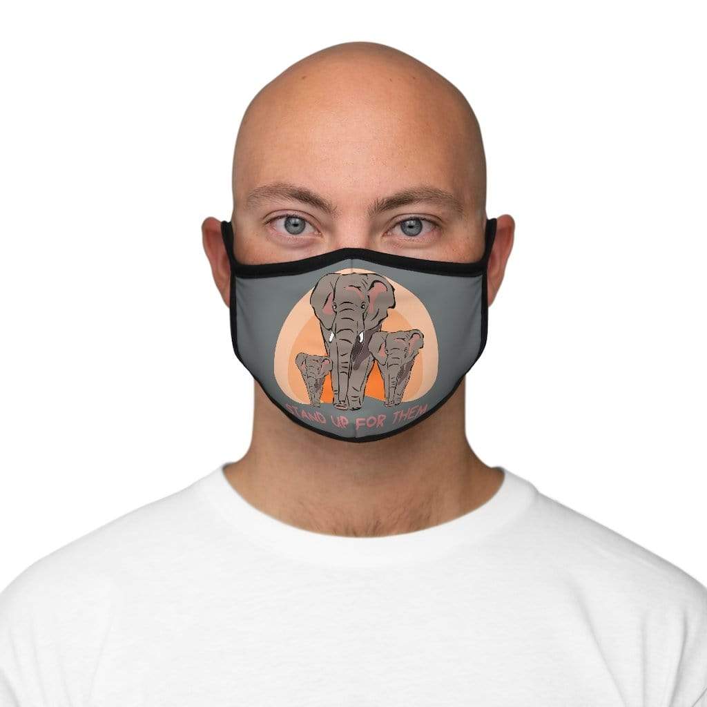 Stand Up for Elephants Fitted Polyester Face Mask - Gray Accessories One size