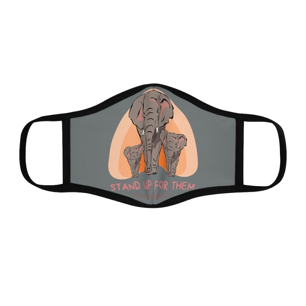 Stand Up for Elephants Fitted Polyester Face Mask - Gray Face Mask One size