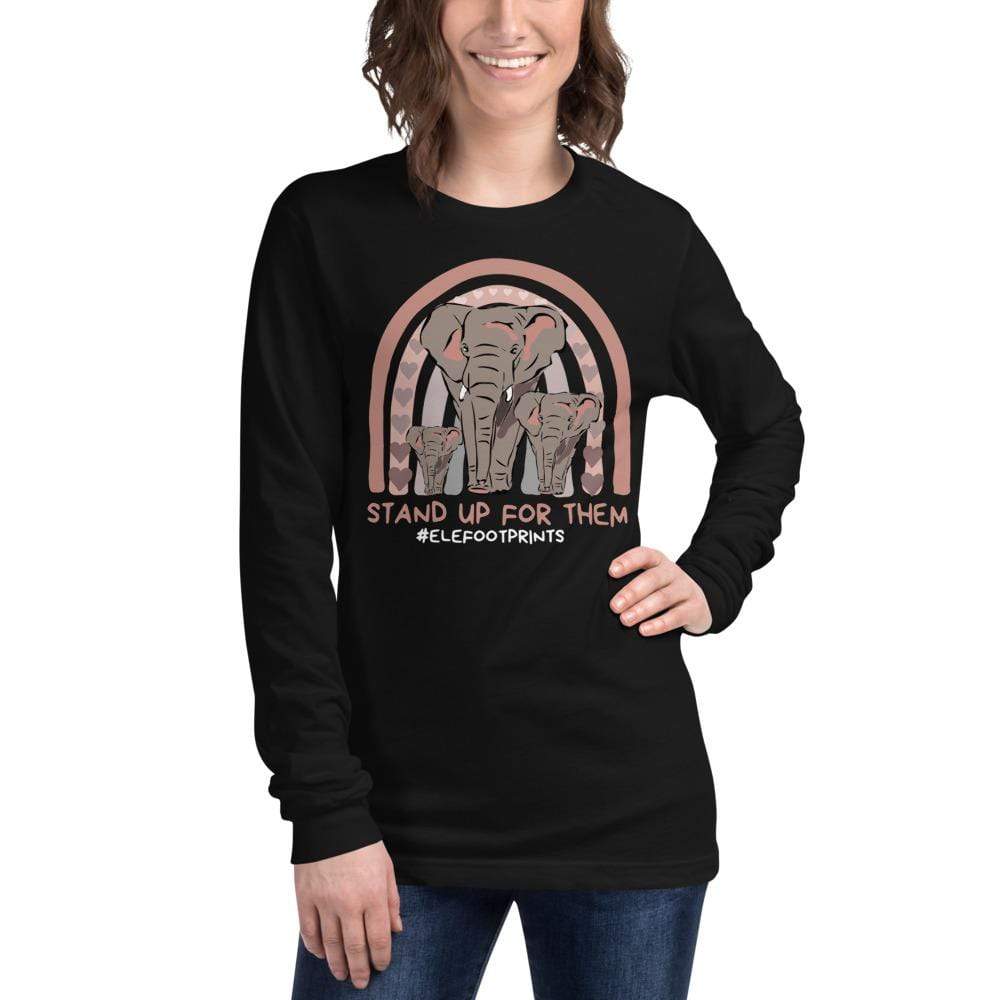 Stand up for Elephants Unisex Long Sleeve Tee Black / XS
