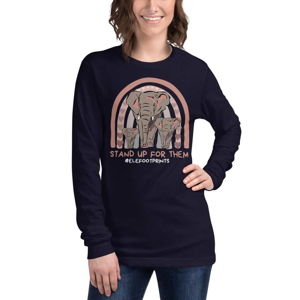 Stand up for Elephants Unisex Long Sleeve Tee Navy / XS
