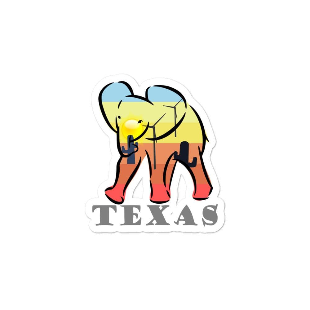 Texas Elephant Bubble-free Stickers 3x3