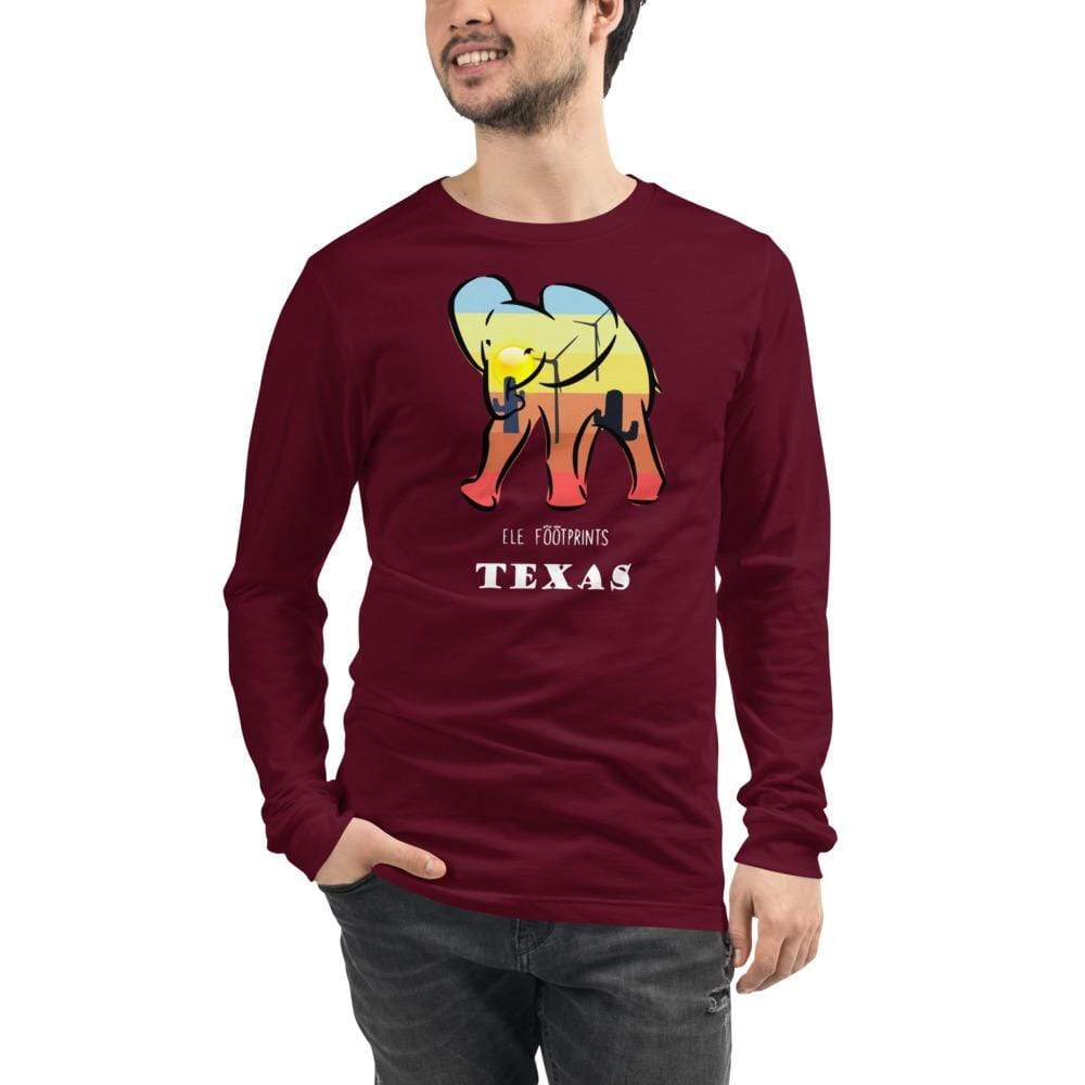 Texas Elephant Unisex Long Sleeve Tee Unisex Long Sleeve Shirt Maroon / XS