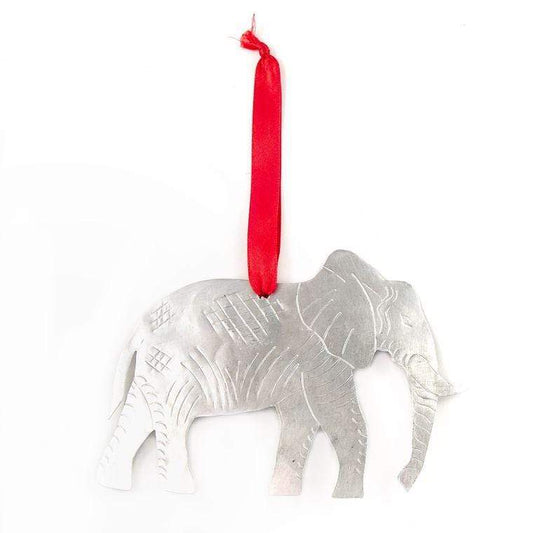 Tin Christmas Elephant Ornament - Full Elephant Christmas Ornament