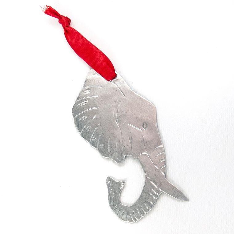 Tin Christmas Elephant Ornament - Sideways Elephant Christmas Ornament