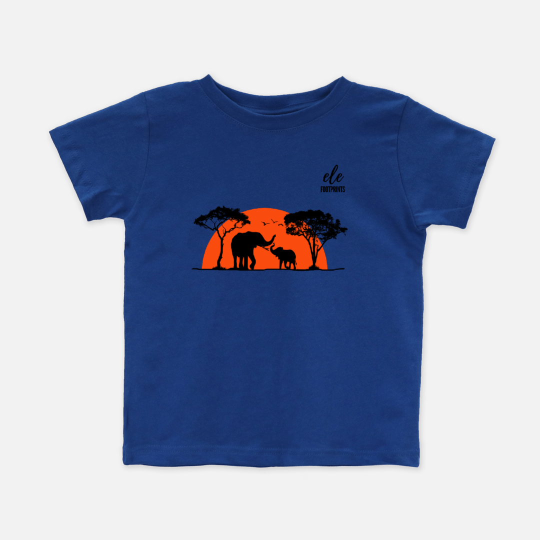 Toddler Elephant Tee - Short Sleeve Shirt with African Sunset