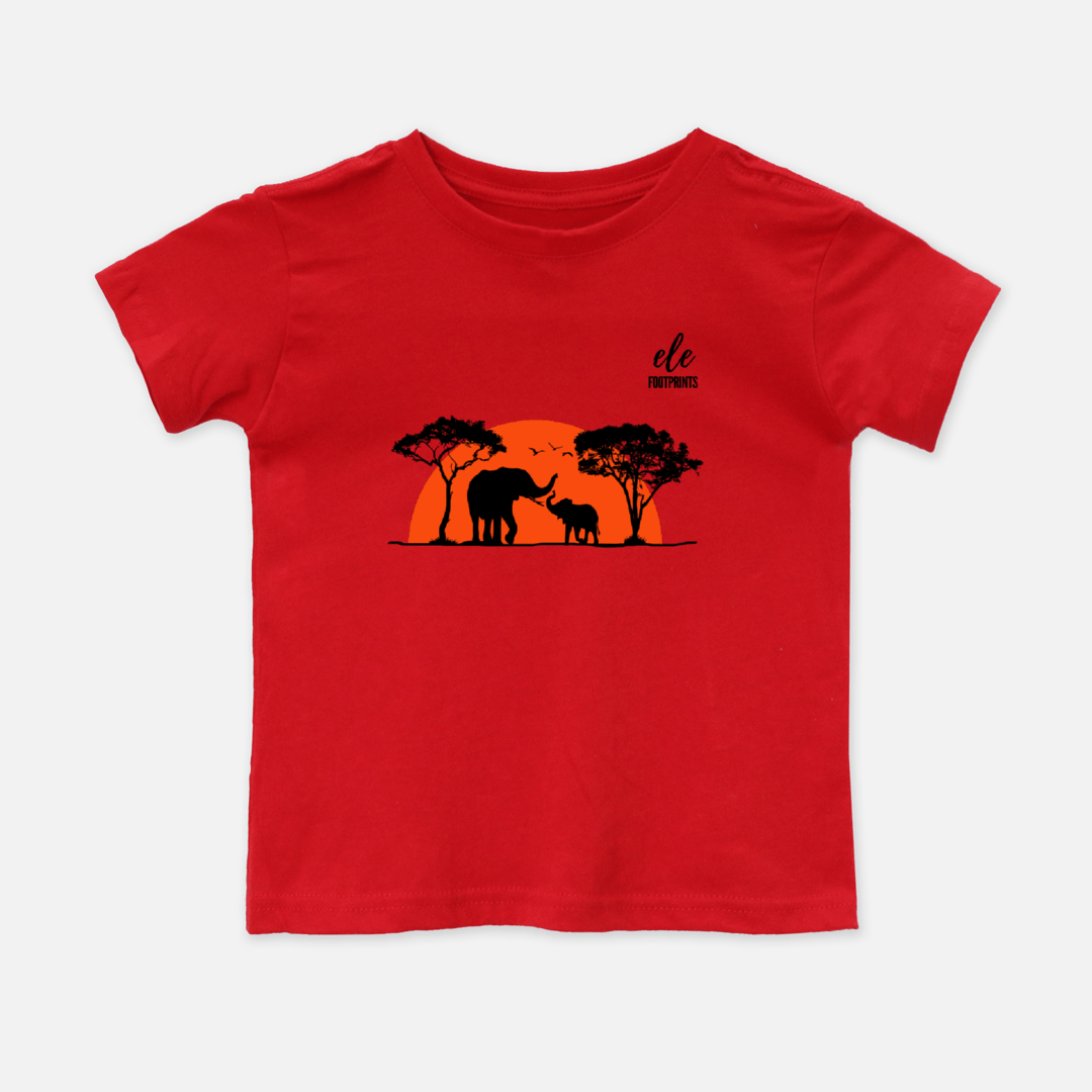 Toddler Elephant Tee - Short Sleeve Shirt with African Sunset