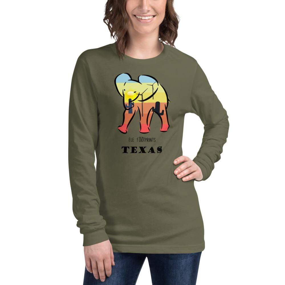 Unisex Long Sleeve Texas Elephant Tee Military Green / XS