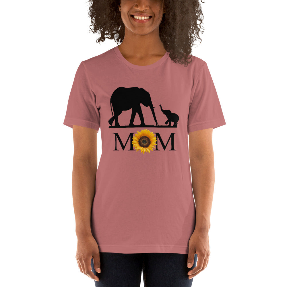 Cute Elephant and Sunflower Mom Short-Sleeve T-Shirt