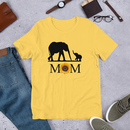 Cute Elephant and Sunflower Mom Short-Sleeve T-Shirt
