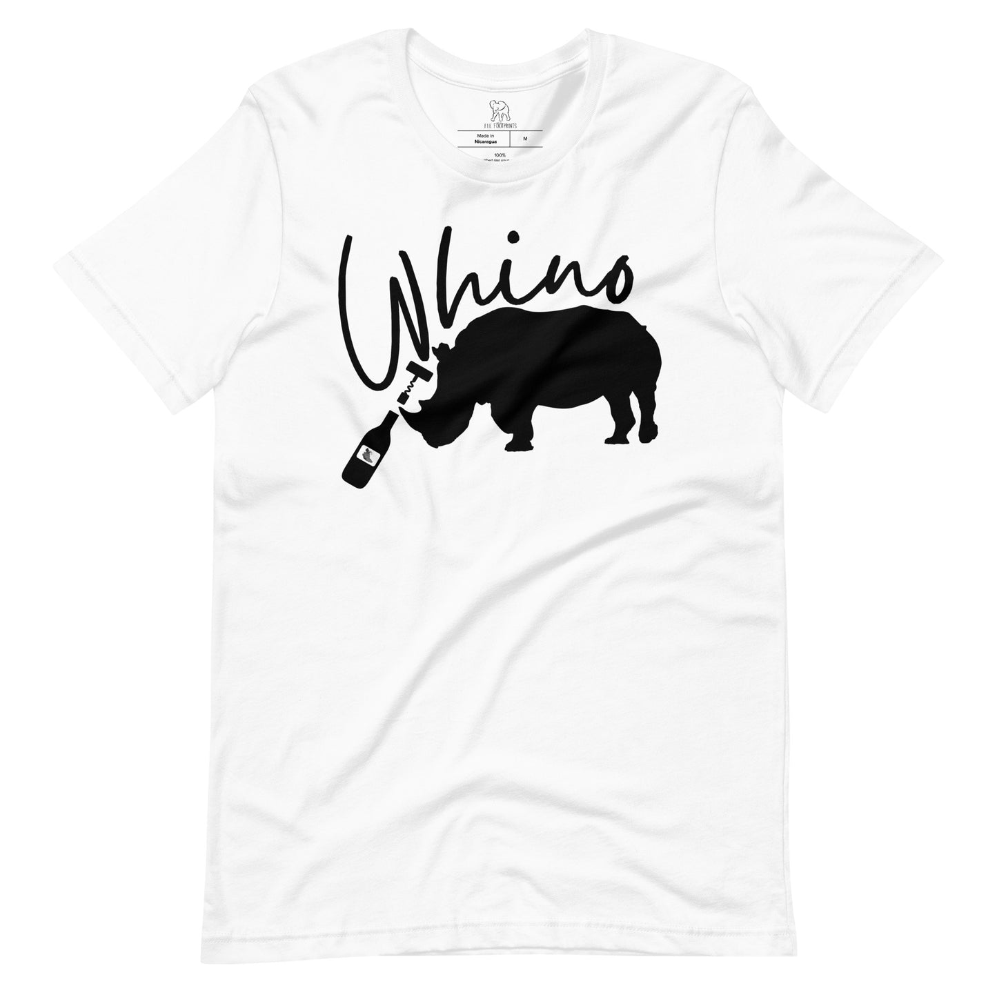 Whino Women's T-shirt | Rhino Opening a Bottle of Wine Shirt | Shirt with Rhino | Wine Shirt | Whino Men's T-shirt