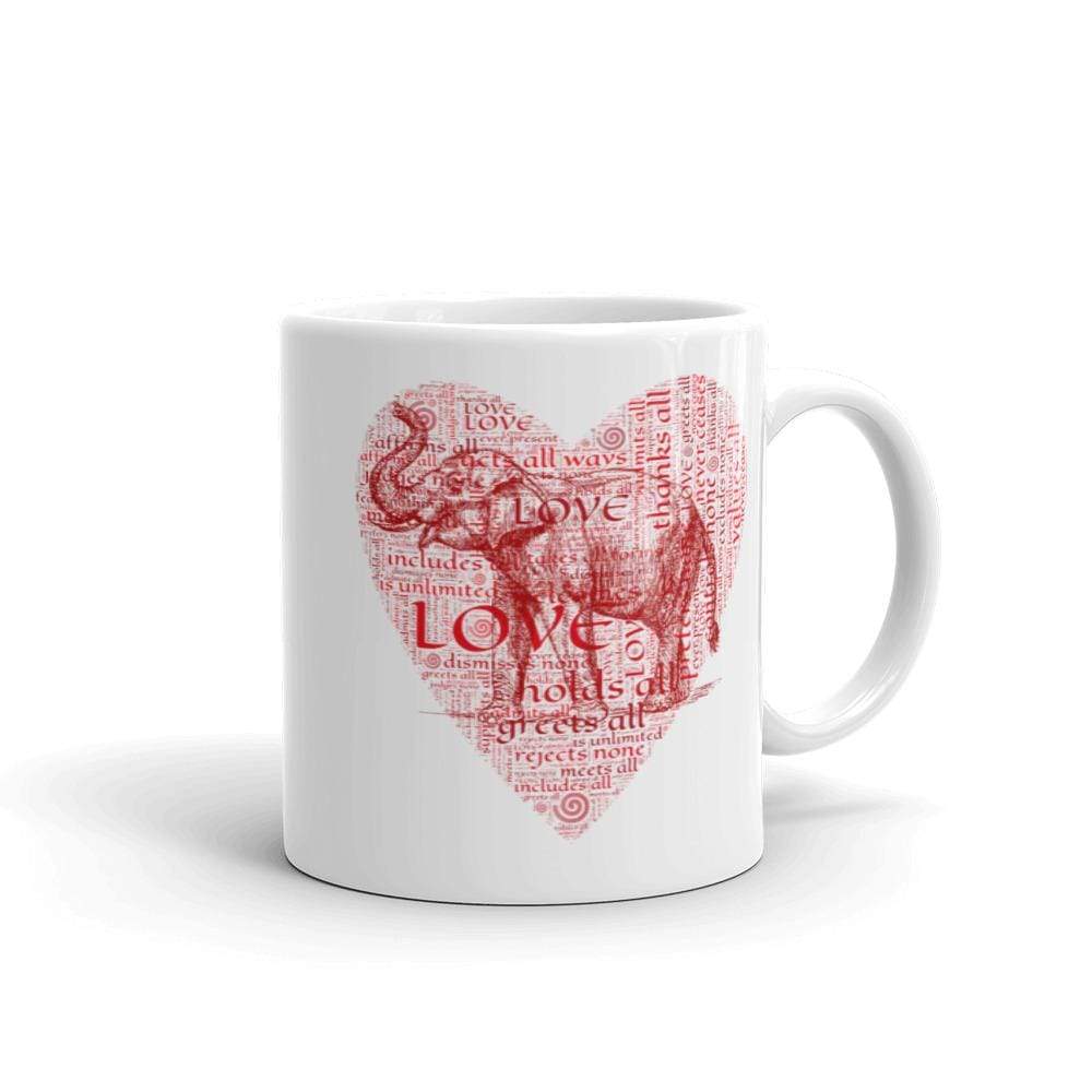Valentine Asian Elephant with LOVE Typography Mug Coffee Mug 11oz